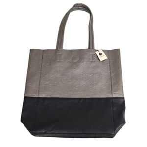 NEW Jessica Faux Leather Shoulder Bag Color Block Large Tote Purse Silver Black